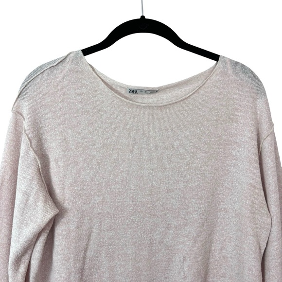 Zara Baby Pink Sweater Lightweight Long Sleeve Staple Capsule Soft Top Size S - Picture 3 of 7